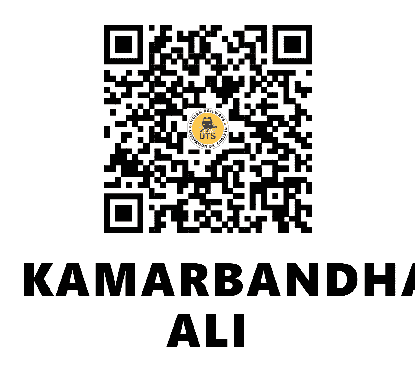 UTS QR Code for KAMARBANDHA ALI - KXL (NF - ASSAM)