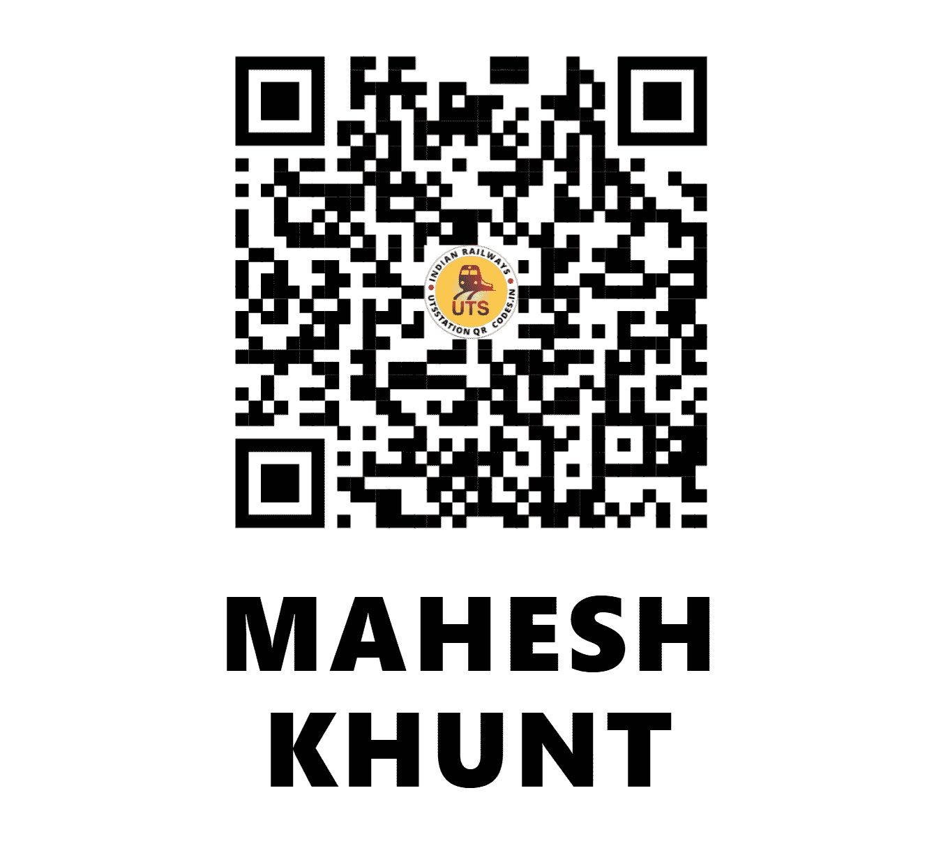 UTS QR Code for MAHESH KHUNT - MSK (EC - BIHAR)