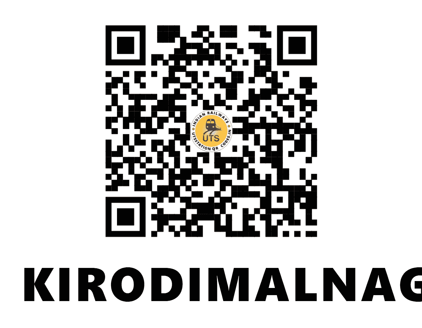 UTS QR Code for KIRODIMALNAGAR - KDTR (SB - CHHATTISGARH)