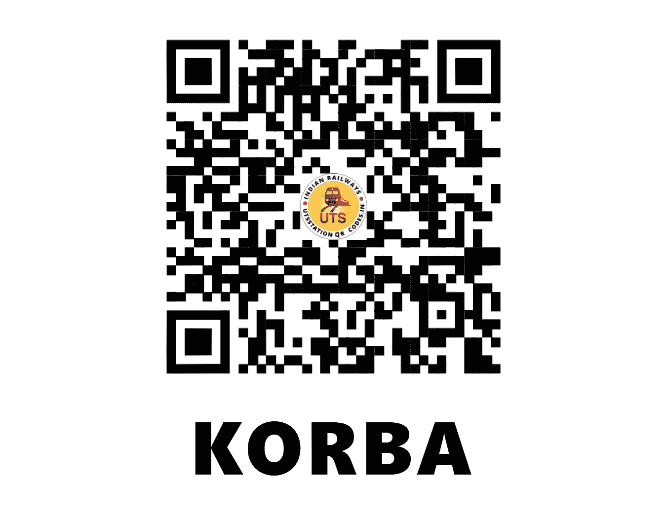 UTS QR Code for KORBA - KRBA (SB - CHHATTISGARH)