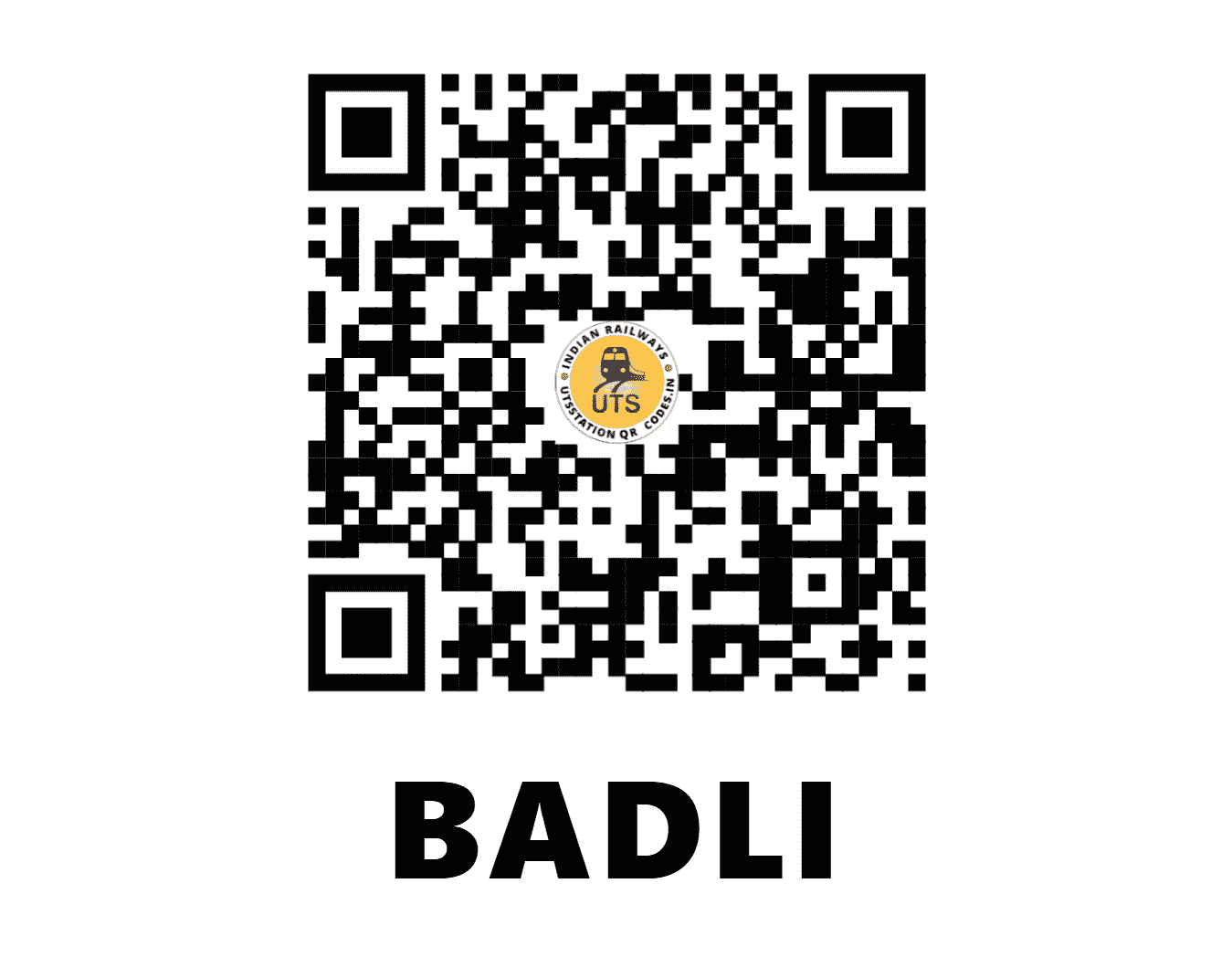 UTS QR Code for BADLI - BHD (NR - DELHI)