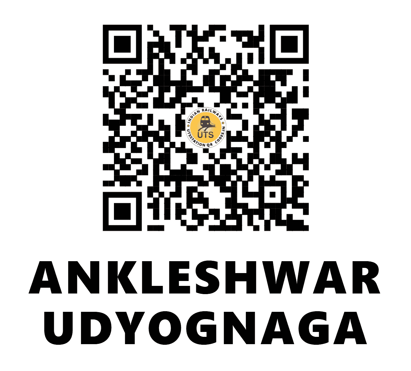 UTS QR Code for ANKLESHWAR UDYOGNAGA - AKVU (WR - GUJARAT)