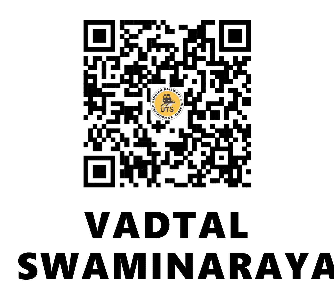 UTS QR Code for VADTAL SWAMINARAYAN - VTL (WR - GUJARAT)