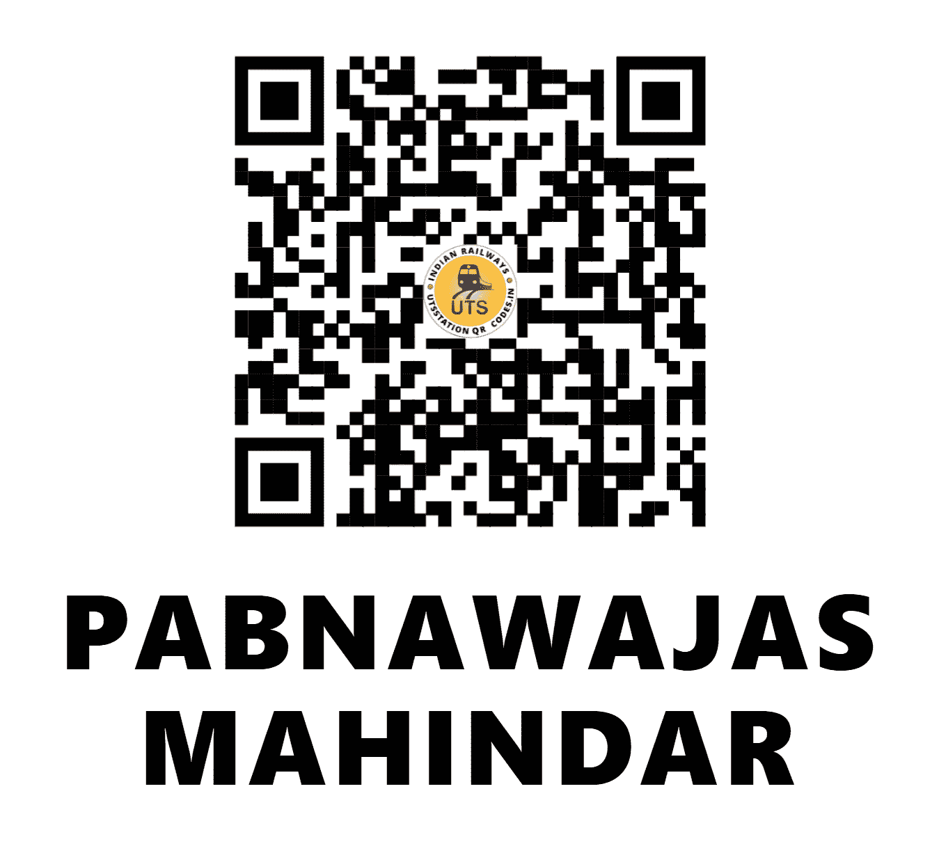 UTS QR Code for PABNAWAJAS MAHINDAR - PBJM (NR - HARYANA)
