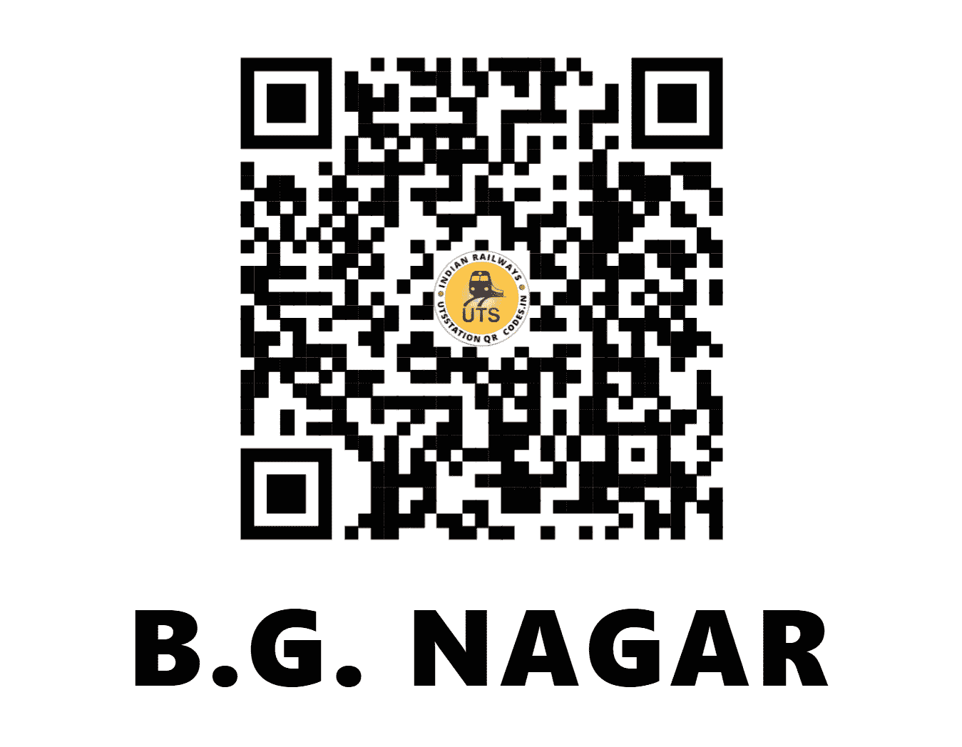 UTS QR Code for B.G. NAGAR - BGNR (SW - KARNATAKA)