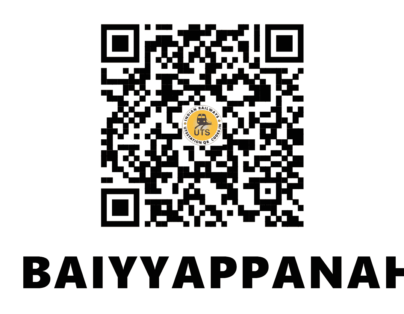 UTS QR Code for BAIYYAPPANAHALLI - BYPL (SW - KARNATAKA)