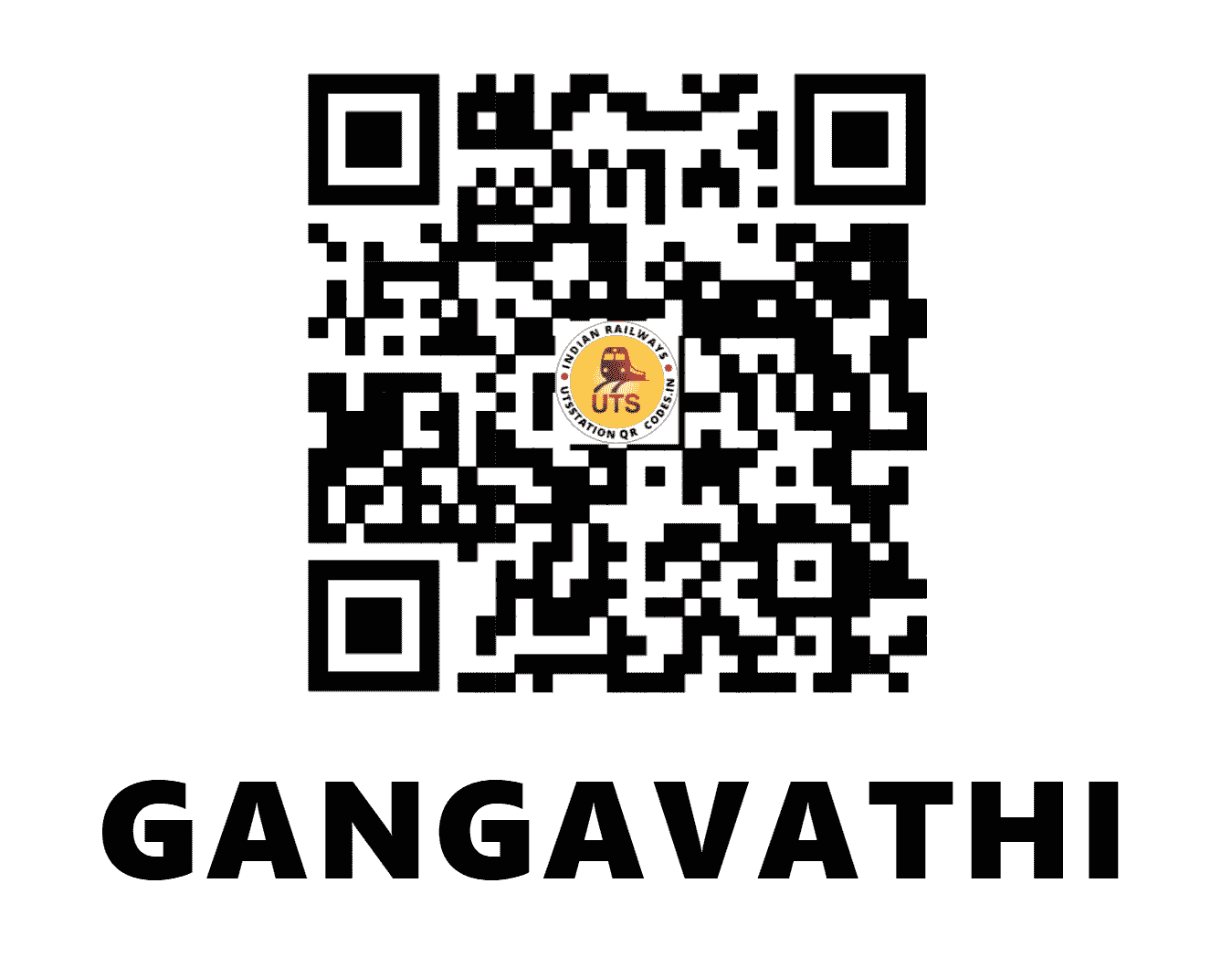 UTS QR Code for GANGAVATHI - GGVT (SW - KARNATAKA)