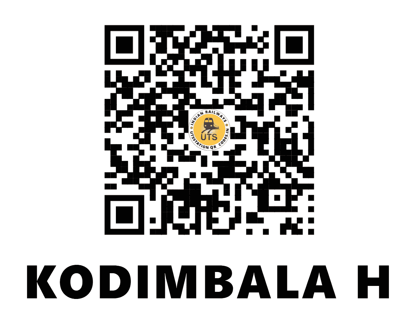 UTS QR Code for KODIMBALA H - KDBA (SW - KARNATAKA)