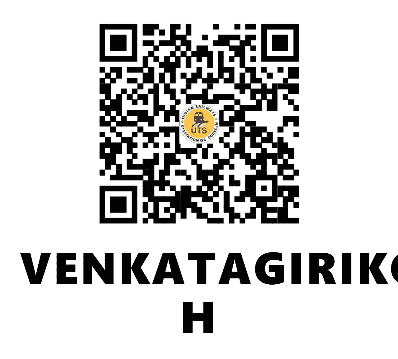 UTS QR Code for VENKATAGIRIKOTE H - VTE (SW - KARNATAKA)