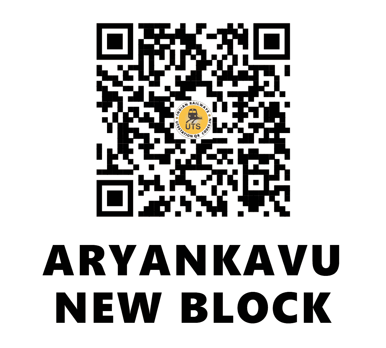 UTS QR Code for ARYANKAVU NEW BLOCK - AYVN (SR - KERALA)