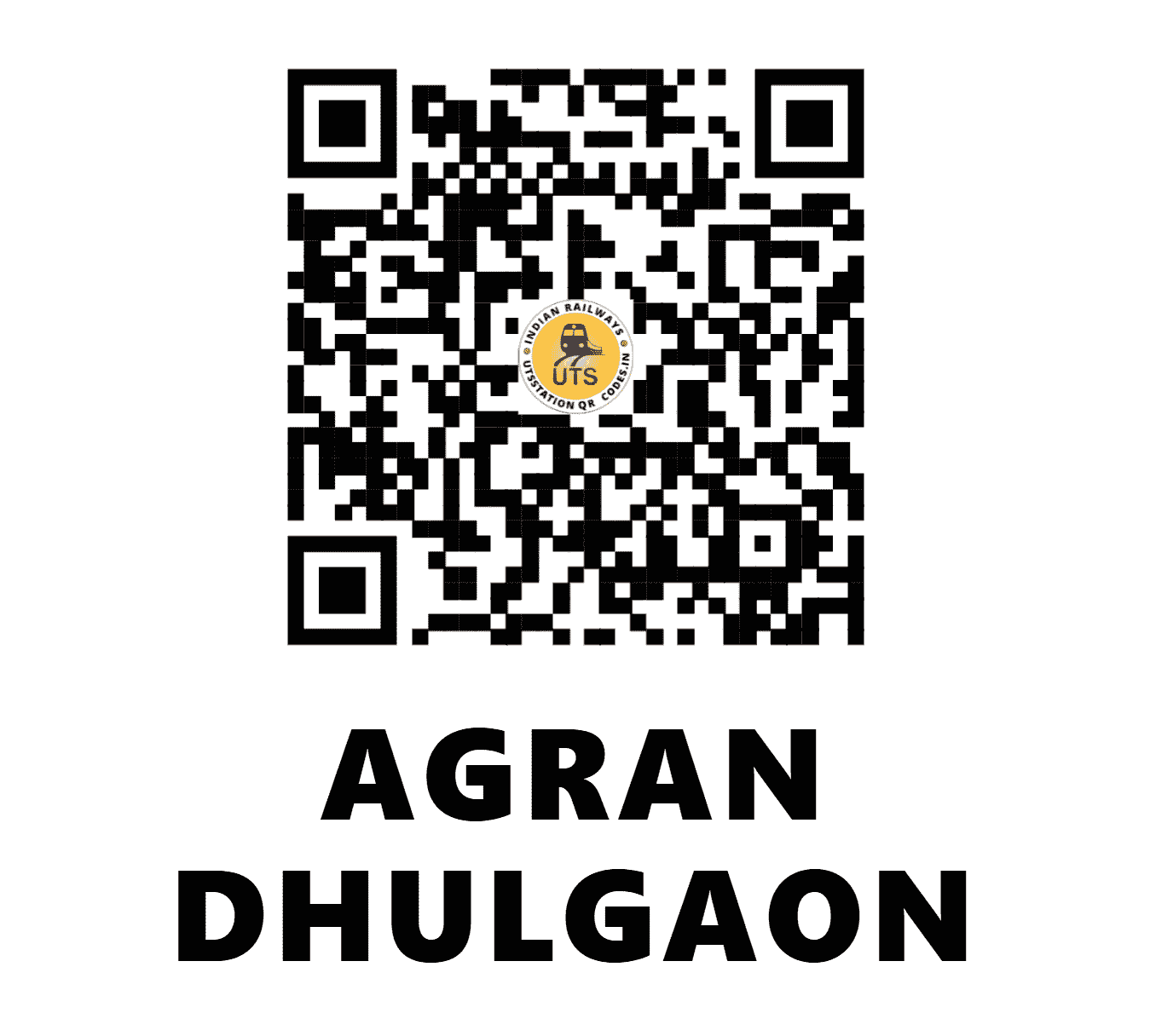 UTS QR Code for AGRAN DHULGAON - AGDL (CR - MAHARASHTRA)