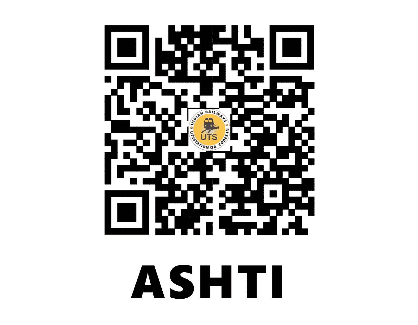 UTS QR Code for ASHTI - AHI (CR - MAHARASHTRA)