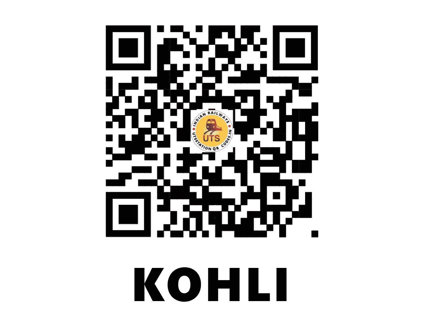 UTS QR Code for KOHLI - KOHL (CR - MAHARASHTRA)
