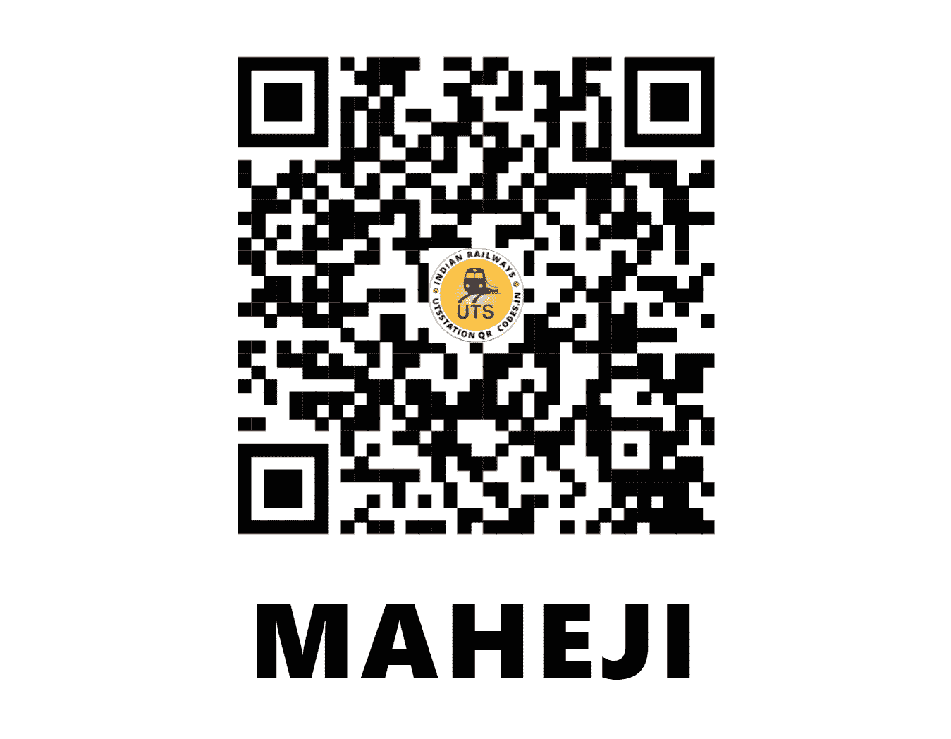 UTS QR Code for MAHEJI - MYJ (CR - MAHARASHTRA)