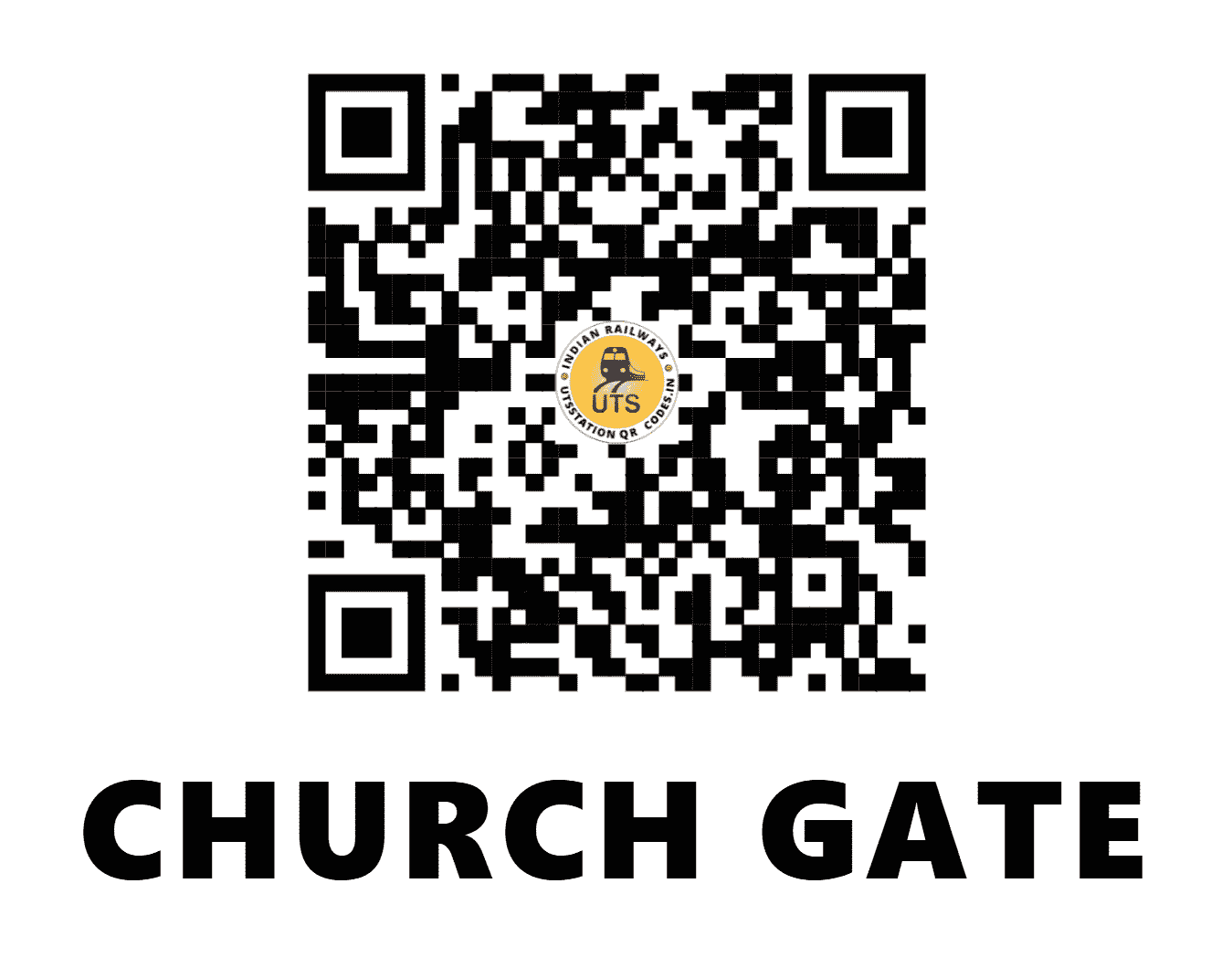 UTS QR Code for CHURCH GATE - CCG (WR - MAHARASHTRA)