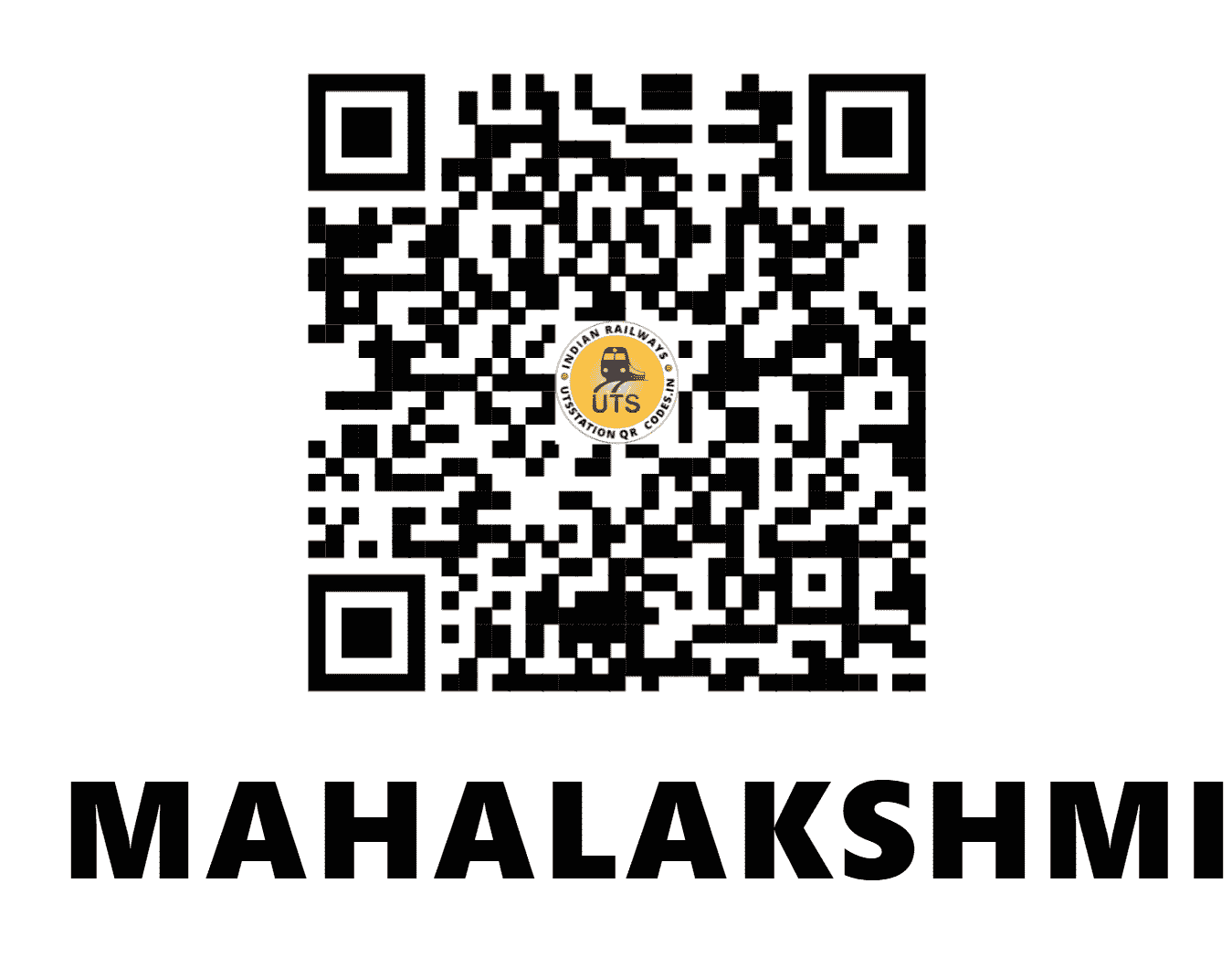 UTS QR Code for MAHALAKSHMI - MX (WR - MAHARASHTRA)