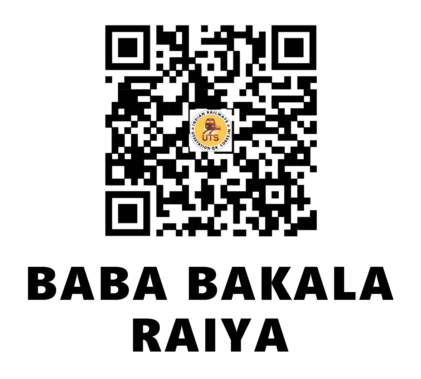 UTS QR Code for BABA BAKALA RAIYA - BBKR (NR - PUNJAB)
