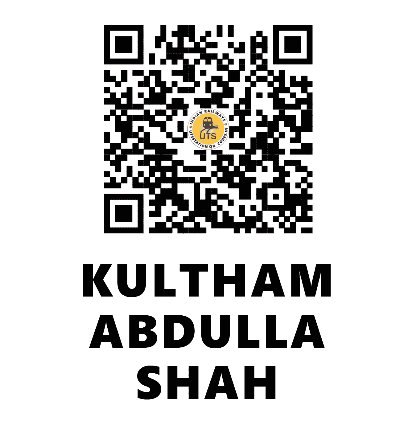 UTS QR Code for KULTHAM ABDULLA SHAH - KASH (NR - PUNJAB)