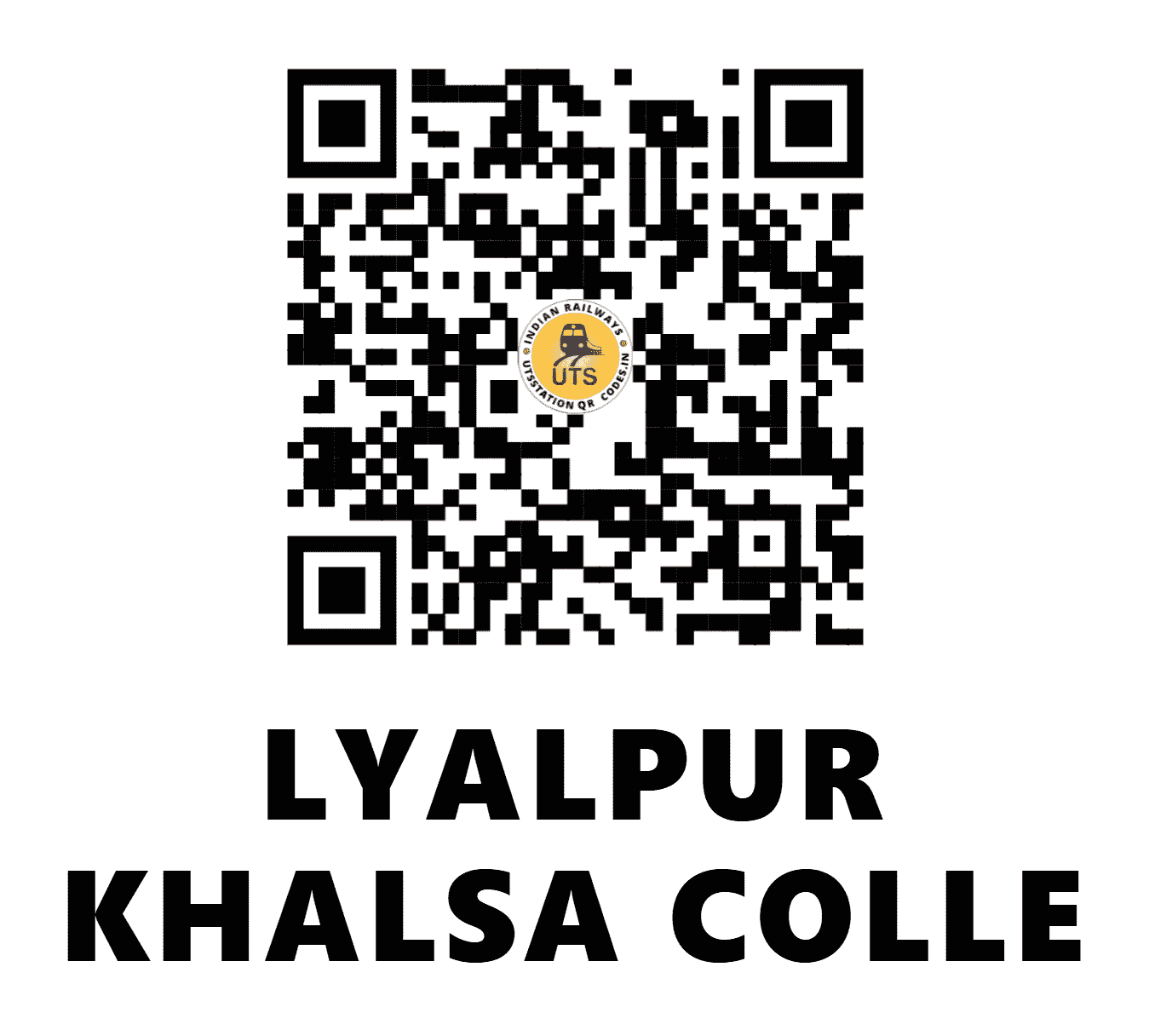 UTS QR Code for LYALPUR KHALSA COLLE - LKK (NR - PUNJAB)