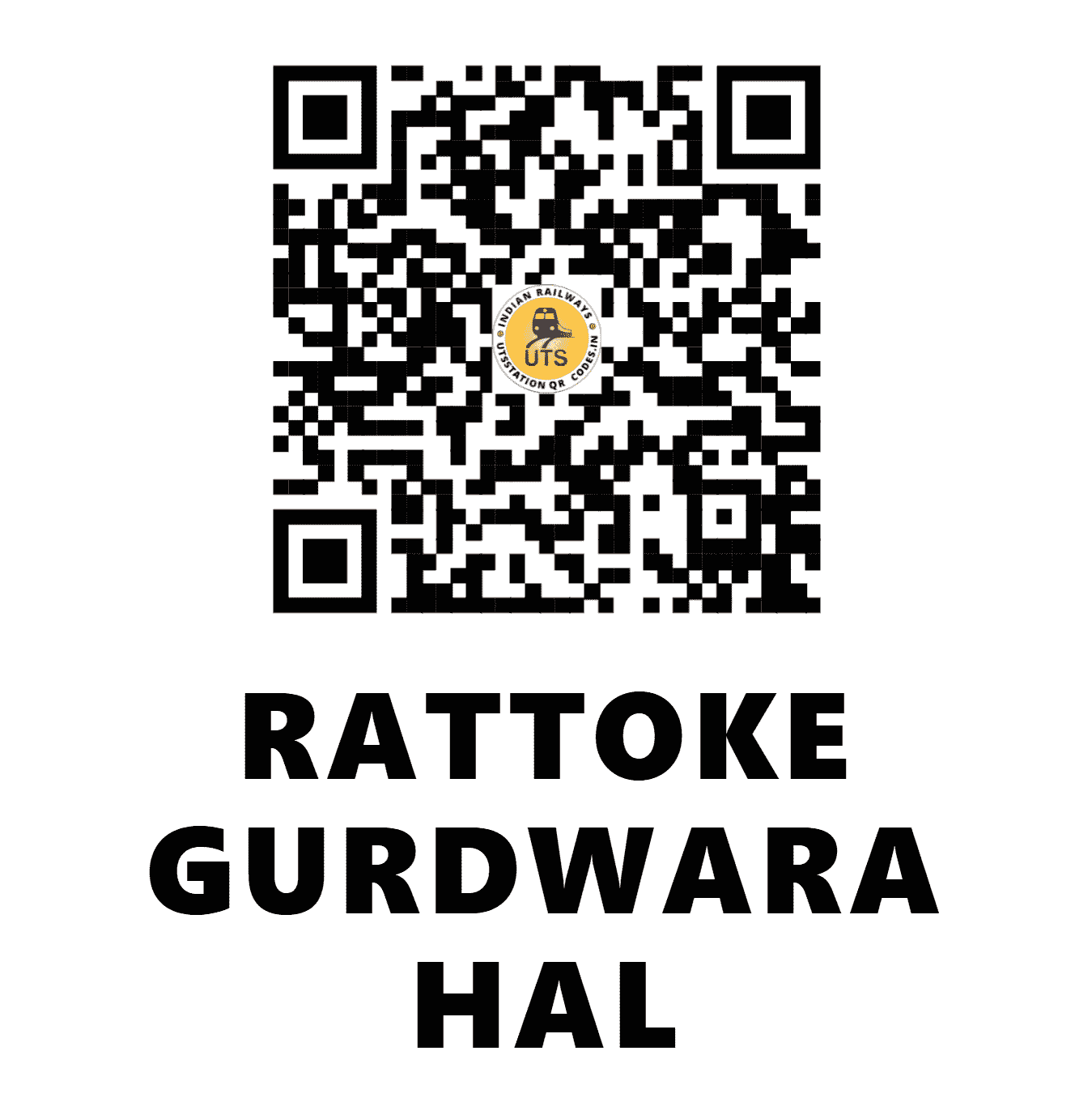 UTS QR Code for RATTOKE GURDWARA HAL - RKG (NR - PUNJAB)