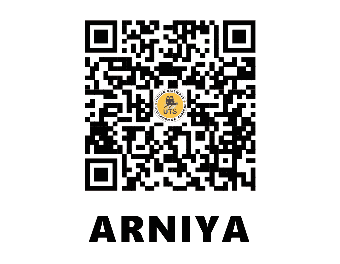 UTS QR Code for ARNIYA - ARNA (NW - RAJASTHAN)