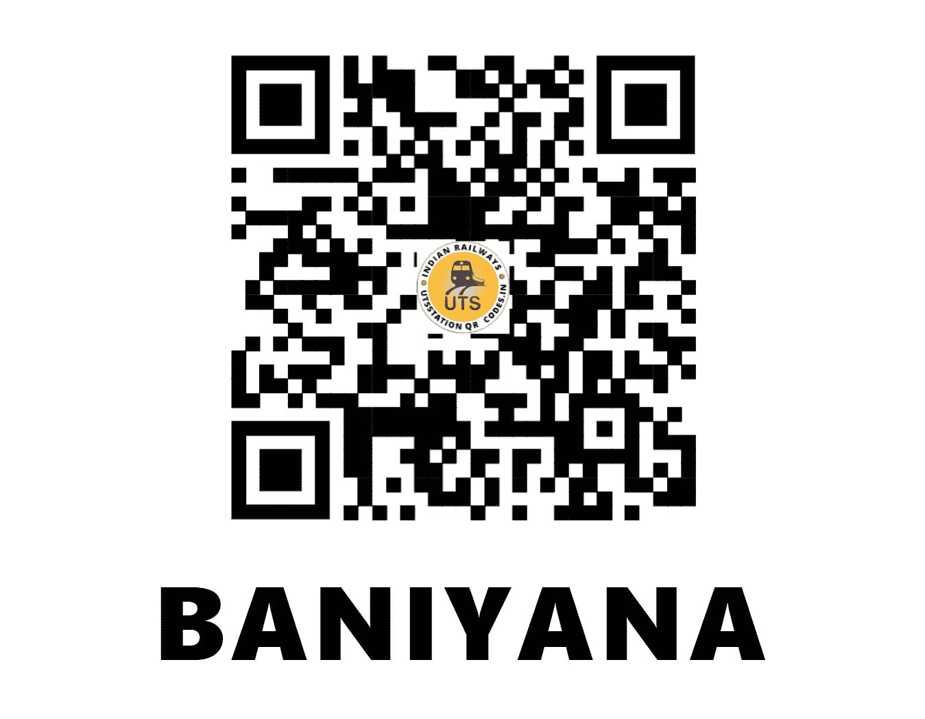 UTS QR Code for BANIYANA - BIYA (NW - RAJASTHAN)