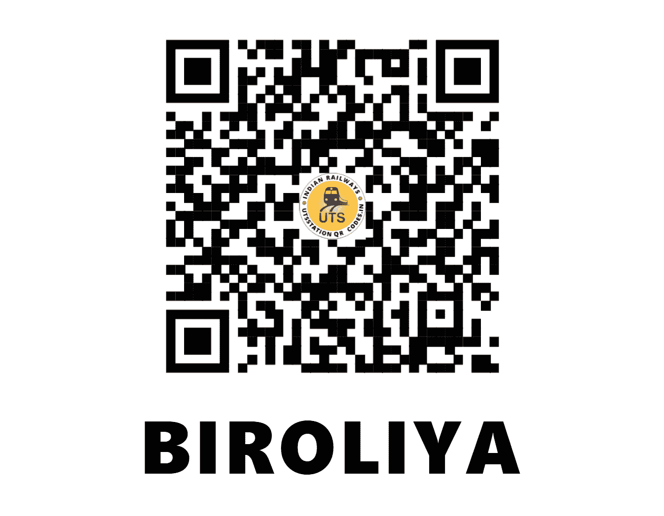 UTS QR Code for BIROLIYA - BRLY (NW - RAJASTHAN)