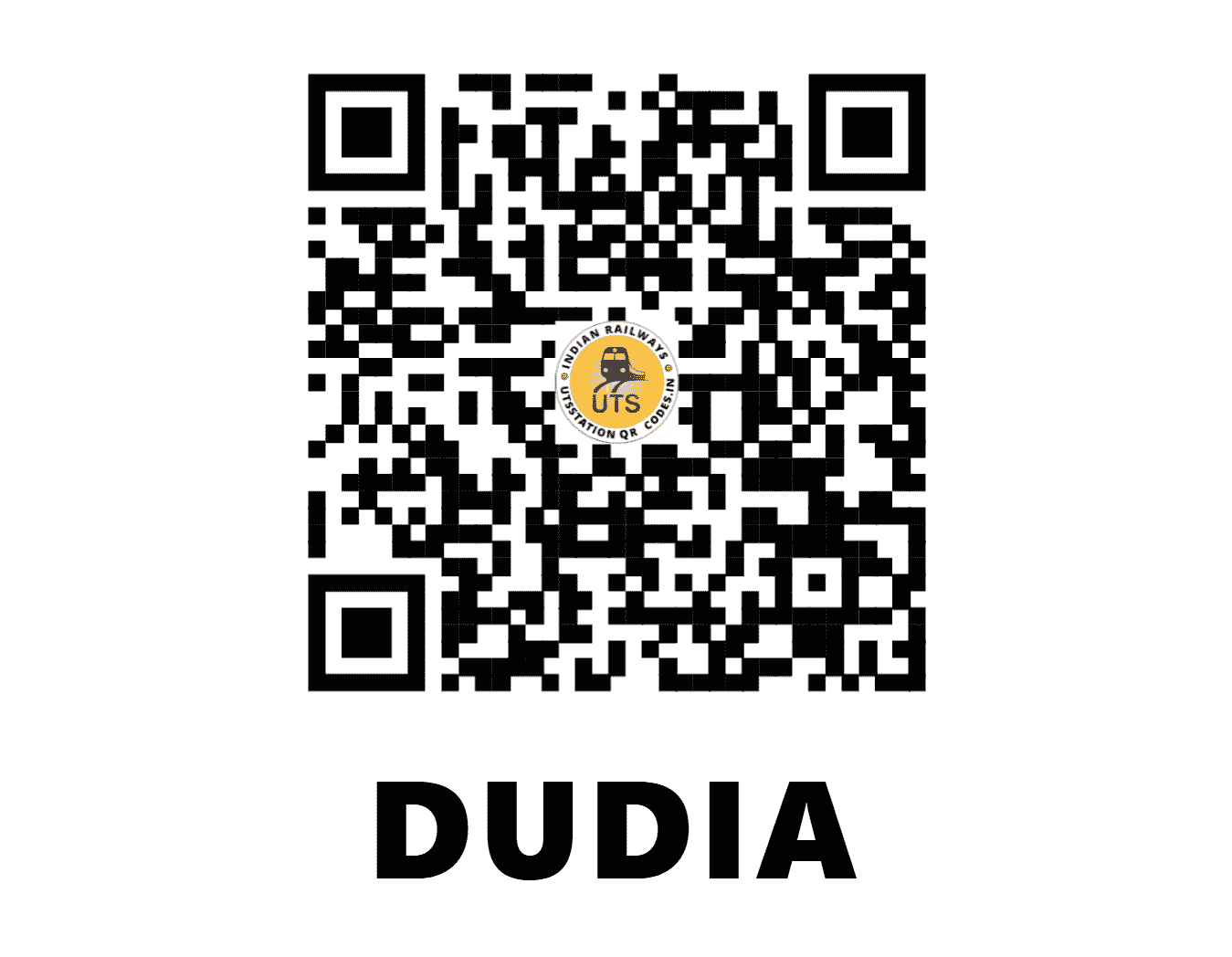 UTS QR Code for DUDIA - DUK (NW - RAJASTHAN)