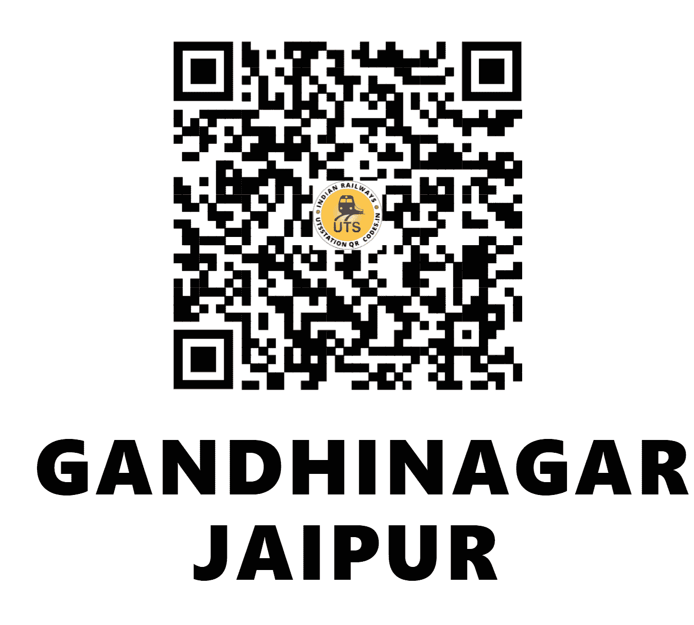 UTS QR Code for GANDHINAGAR JAIPUR - GADJ (NW - RAJASTHAN)