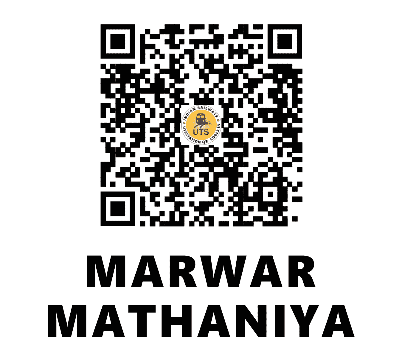 UTS QR Code for MARWAR MATHANIYA - MMY (NW - RAJASTHAN)