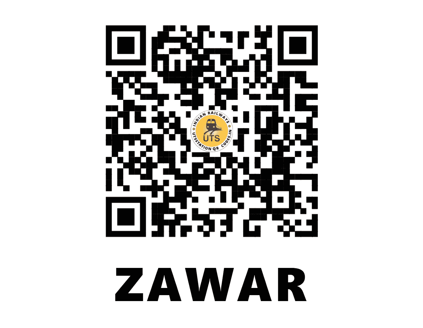 UTS QR Code for ZAWAR - ZW (NW - RAJASTHAN)