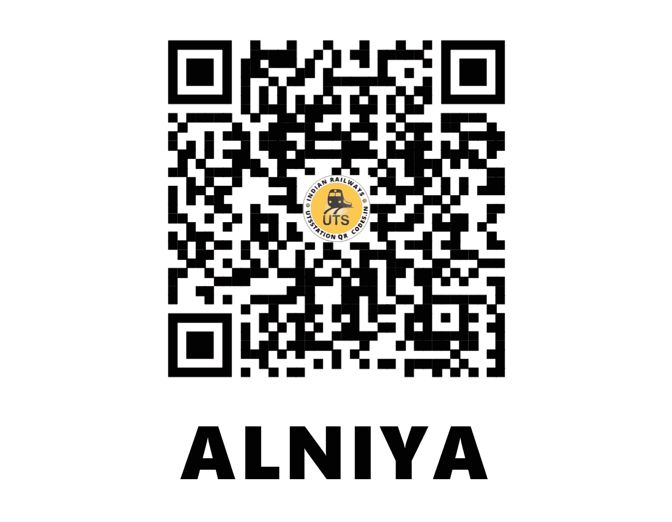 UTS QR Code for ALNIYA - ALNI (WC - RAJASTHAN)