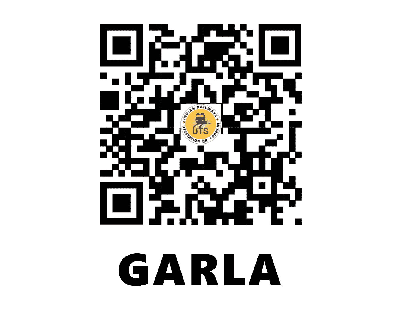 UTS QR Code for GARLA - GLA (SC - TELANGANA)