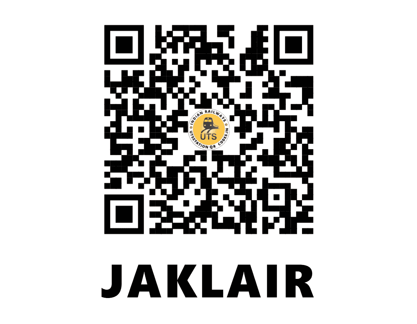 UTS QR Code for JAKLAIR - JKAR (SC - TELANGANA)