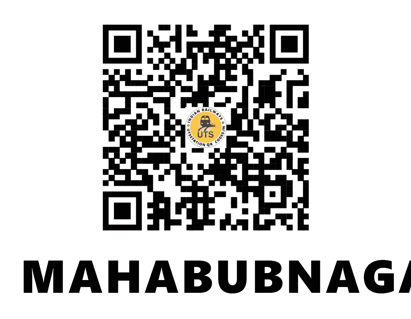 UTS QR Code for MAHABUBNAGAR - MBNR (SC - TELANGANA)