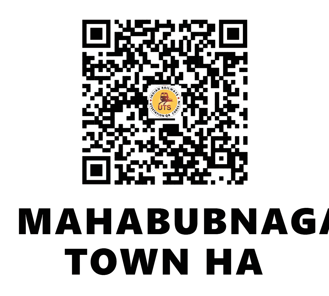 UTS QR Code for MAHABUBNAGAR TOWN HA - MHBT (SC - TELANGANA)