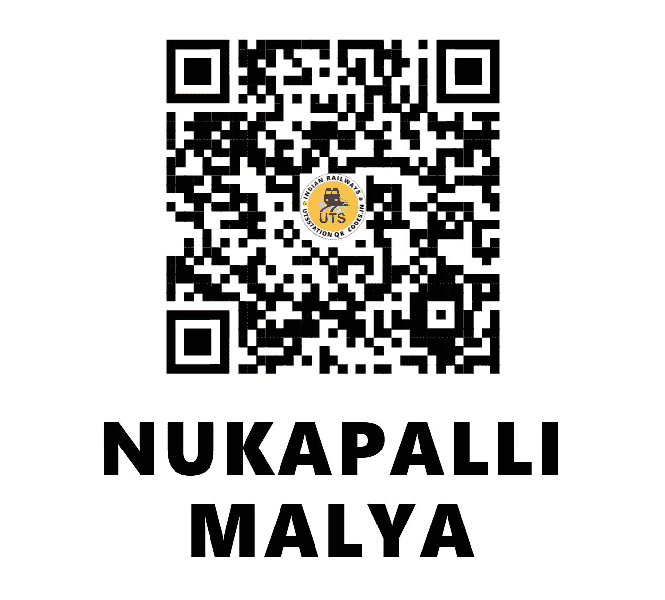 UTS QR Code for NUKAPALLI MALYA - NPML (SC - TELANGANA)