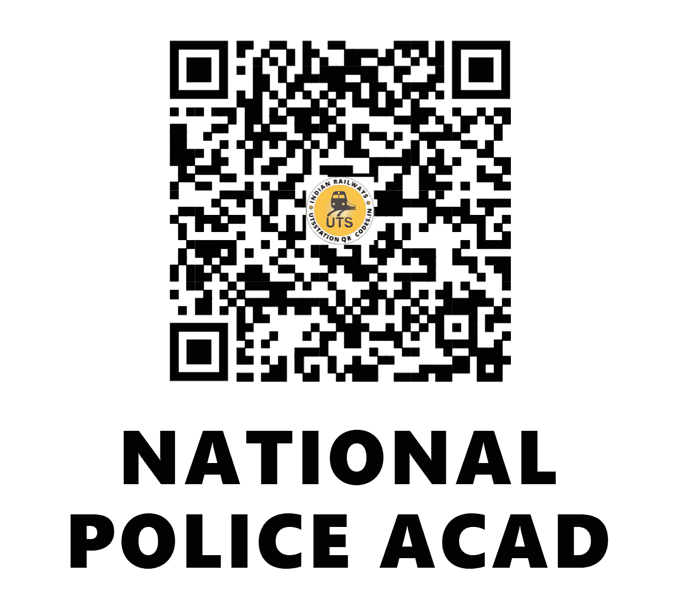 UTS QR Code for NATIONAL POLICE ACAD - NSVP (SC - TELANGANA)