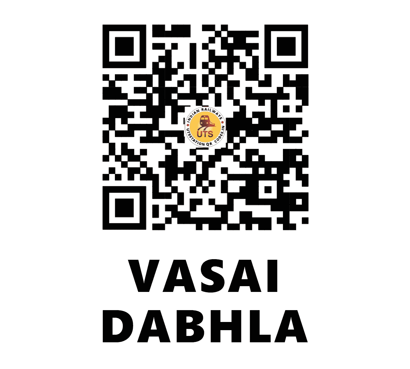 UTS QR Code for VASAI DABHLA - VAS (WR - )